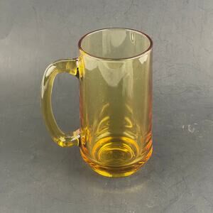 Vintage Atlas Glass Amber Drinking Mug Handled 5 1/2" Glass 12 oz.